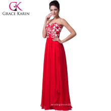 Grace Karin Women&#39;s Special Occasion Applique Robes formelles Robe de soirée en mousseline de soie Robe de soirée longue rouge CL6175